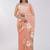 Orange pure cotton printed zari work saree with blouse