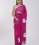 Pink pure cotton printed zari work saree with blouse