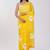 Yellow pure cotton printed zari work saree with blouse