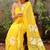 Yellow pure cotton printed zari work saree with blouse