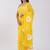 Yellow pure cotton printed zari work saree with blouse