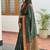 Green blended cotton embroidered zari work saree with blouse