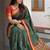 Green blended cotton embroidered zari work saree with blouse