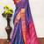 Blue pure silk woven zari work saree with blouse
