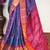 Blue pure silk woven zari work saree with blouse