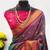 Grey pure silk woven zari work saree with blouse