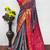 Grey pure silk woven zari work saree with blouse