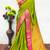 Dark green pure silk woven zari work saree with blouse