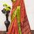 Orange pure silk woven zari work saree with blouse