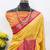 Yellow pure silk woven zari work saree with blouse