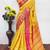 Yellow pure silk woven zari work saree with blouse