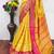 Yellow pure silk woven zari work saree with blouse