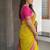 Gold blended cotton embroidered zari work saree with blouse