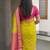 Gold blended cotton embroidered zari work saree with blouse