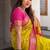 Gold blended cotton embroidered zari work saree with blouse