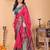 Pink pure silk woven zari work saree with blouse