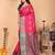 Pink pure silk woven zari work saree with blouse