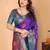 Purple pure silk woven zari work saree with blouse