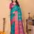 Multicolor pure silk printed zari work saree with blouse