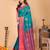Multicolor pure silk printed zari work saree with blouse
