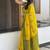 Gold blended cotton embroidered zari work saree with blouse