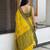 Gold blended cotton embroidered zari work saree with blouse