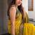 Gold blended cotton embroidered zari work saree with blouse