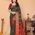 Dark green maroon silk blend woven zari work saree with blouse