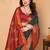 Dark green maroon silk blend woven zari work saree with blouse