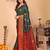 Dark green maroon silk blend woven zari work saree with blouse