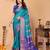 Light blue silk blend woven zari work saree with blouse