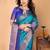 Light blue silk blend woven zari work saree with blouse