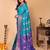 Light blue silk blend woven zari work saree with blouse