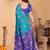 Light blue silk blend woven zari work saree with blouse