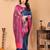 Dark blue silk blend woven zari work saree with blouse