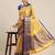 Yellow blended cotton  zari work saree with blouse