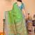 Light green silk blend woven zari work saree with blouse
