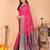 Pink blue silk blend woven zari work saree with blouse