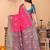Pink blue silk blend woven zari work saree with blouse