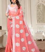 Pink chanderi  zari work saree with blouse