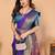 Purple silk blend woven zari work saree with blouse