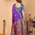 Purple silk blend woven zari work saree with blouse