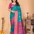 Green pink silk blend woven zari work saree with blouse