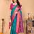 Green pink silk blend woven zari work saree with blouse