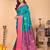 Green pink silk blend woven zari work saree with blouse