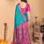 Green pink silk blend woven zari work saree with blouse