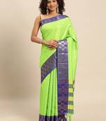 Light green pure cotton  zari work saree with blouse