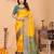 Yellow silk blend woven zari work saree with blouse