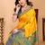 Yellow silk blend woven zari work saree with blouse