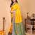 Yellow silk blend woven zari work saree with blouse